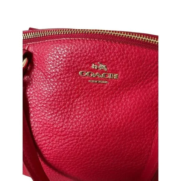 Coach Madison Prairie Red Pebbled Leather Satchel Bag Purse - Picture 3 of 14